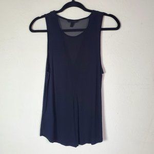 Banana Republic Black Sleeveless Top Sheer V-Shape Panel Front & Back Date Night